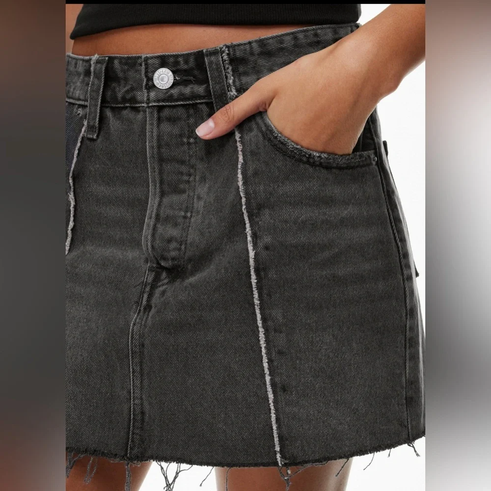 NWT Levis Recrafted Icon Black Button Fly Denim Skirt 26‎